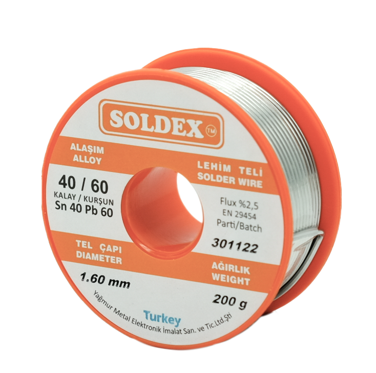Soldex 1.60mm Sn40Pb60 Lehim Teli 200gr