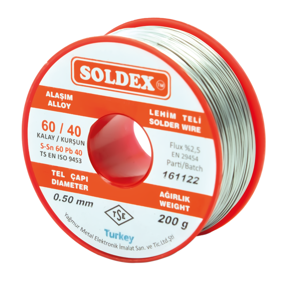 Soldex Sn60Pb40 Lehim Teli 0.50mm - Fluxlu