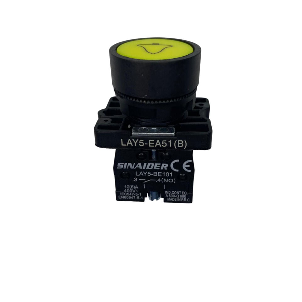 LAY5-EA51 22mm Buton - Sarı Alarm Logolu