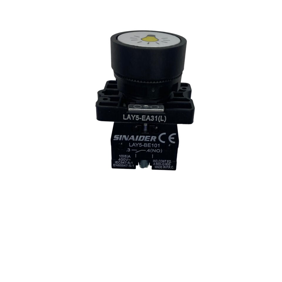 LAY5-EA31 22mm Buton - Beyaz Lamba Logolu