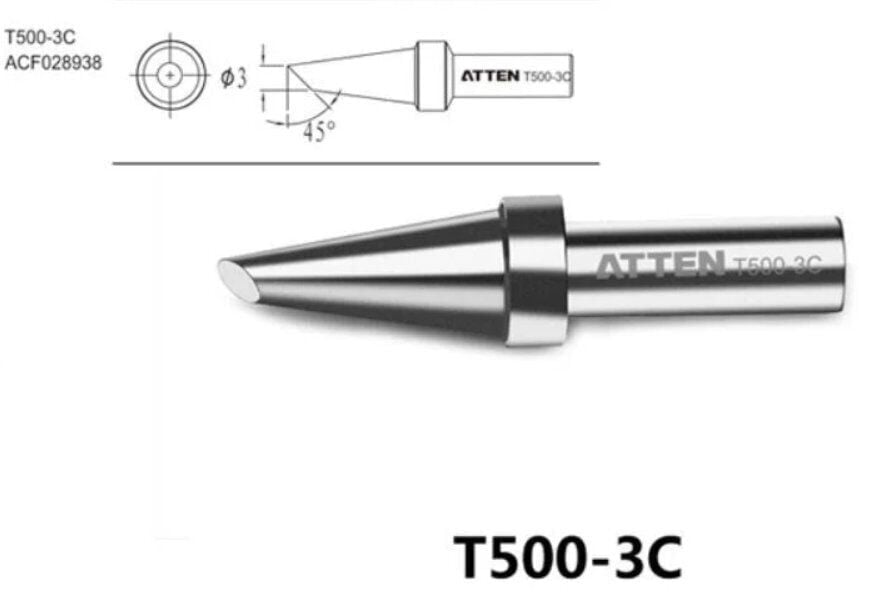 Atten T500-3C Havya Ucu - Eğik kesik 3 mm