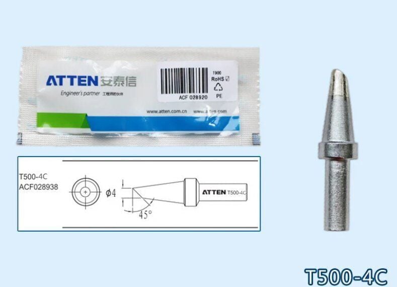 Atten T500-4C Havya Ucu - Eğik kesik 4 mm