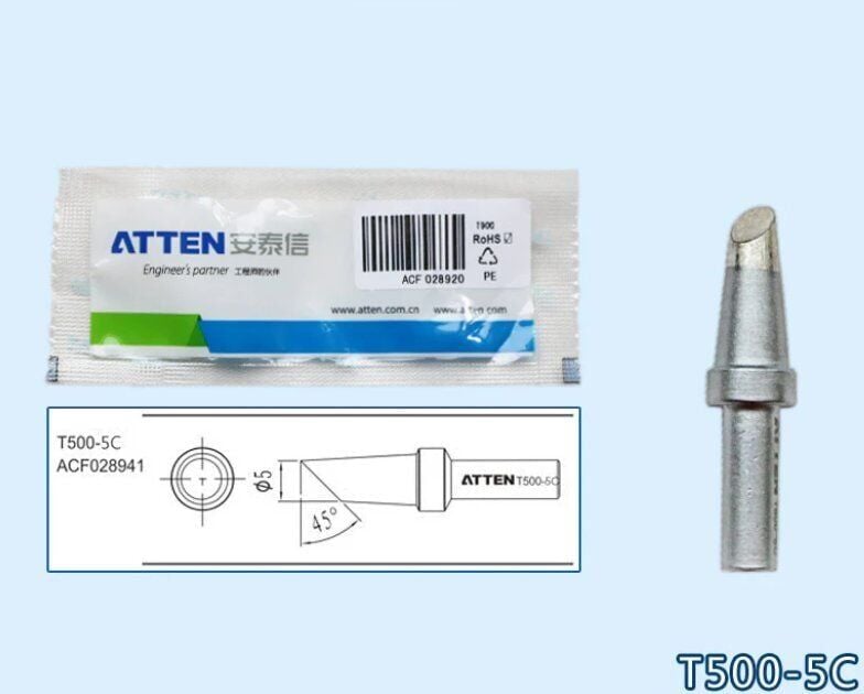 Atten T500-5C Havya Ucu - Eğik kesik 5 mm