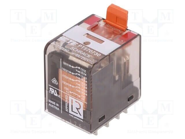 TE Connectivity PT570730 Röle - 230VAC 4CO 6A